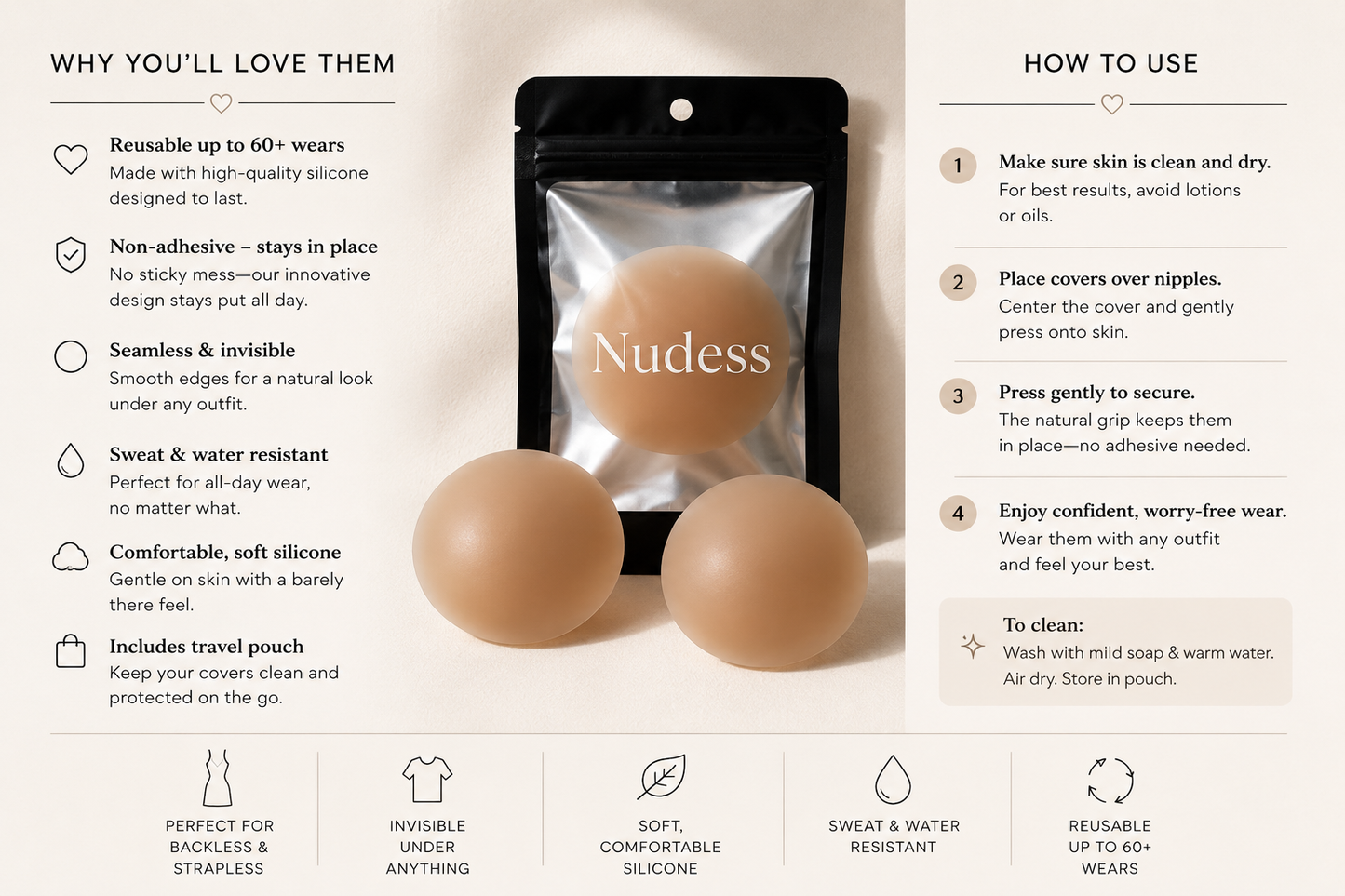 Nudess Nipple Covers for Tube Tops